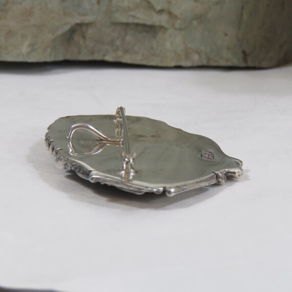 SIGNED sterling silver pendant or brooch, black o… - image 5