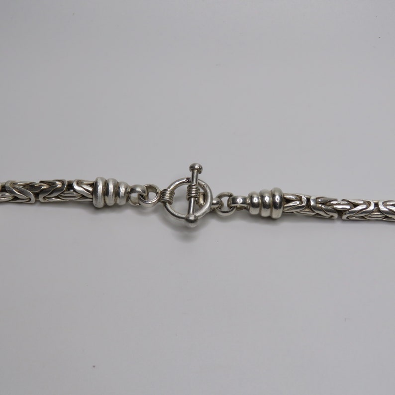 74.9 grams sterling silver chain necklace, byzantine link, 19 1/2 inches, marked 925, vintage, toggle image 4