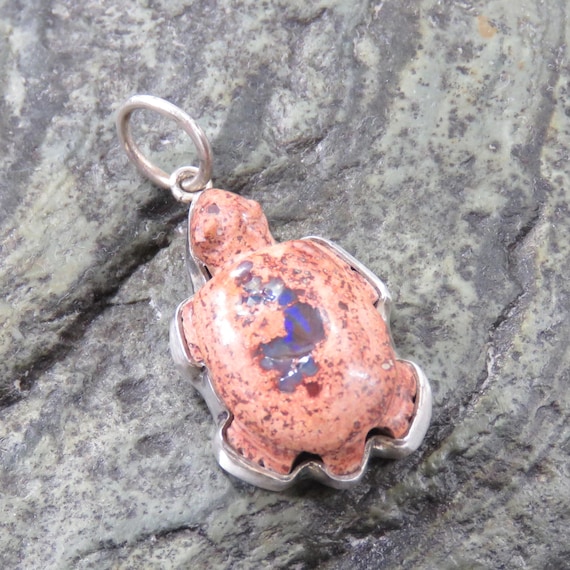 Tiny SIGNED sterling silver pendant, opal, marked… - image 1