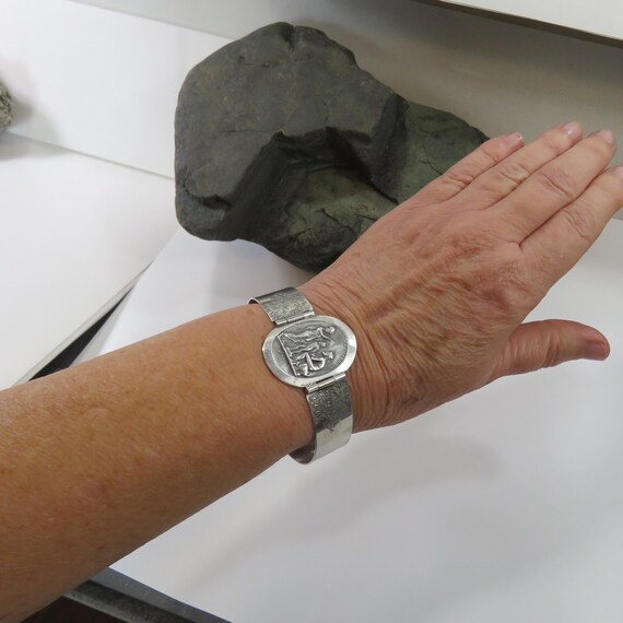 SIGNED sterling silver hinged bangle bracelet, ma… - image 8