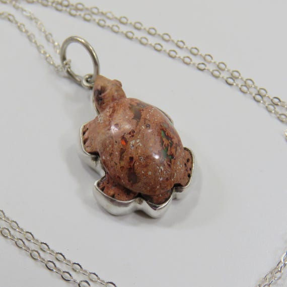 Tiny sterling silver turtle pendant, opal, fine s… - image 7