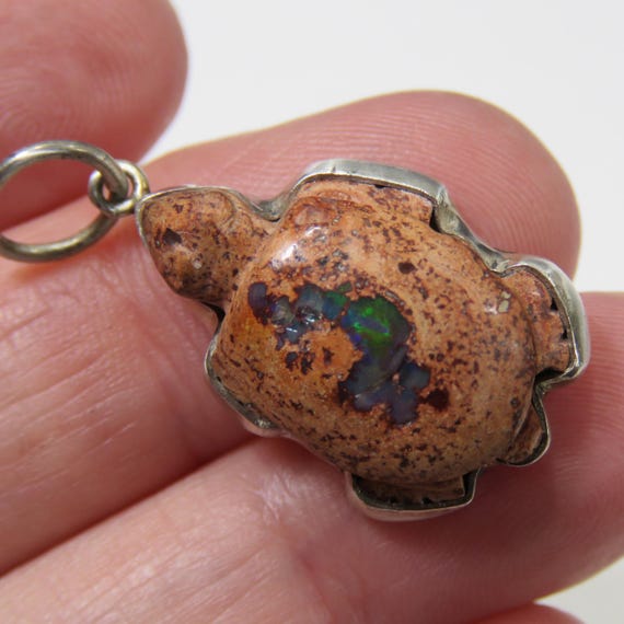 Tiny SIGNED sterling silver pendant, opal, marked… - image 2