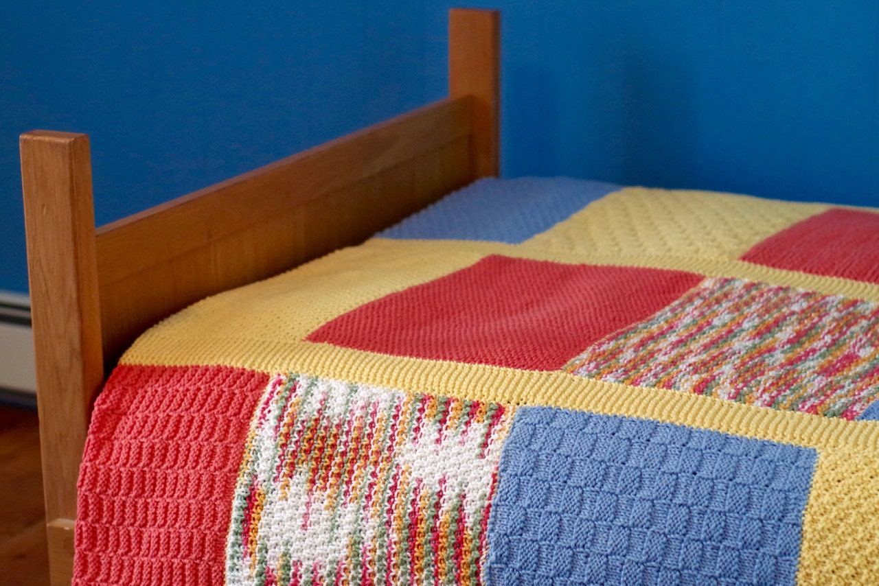 Twin Knit Quilt Unisex Bedspread Knit Blanket Etsy