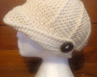 CROCHET PATTERN only - "By My Side" Trendy Versatile Ladies & Girls Ponytail Hat, Side or Back Hole, Open or Folded Brim, Side Winged Button