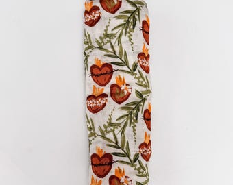 Holy Family Hearts Muslin Blanket Swaddle