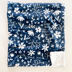 Do Small Things with Great Love Mother Teresa Floral Minky Blanket