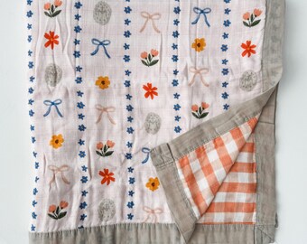Catholic Girly Bows Luxury Double Sided Muslin Catholic Blanket