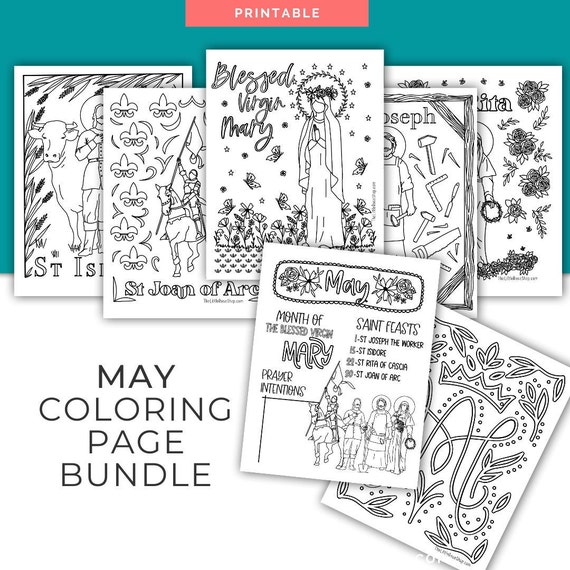 May Coloring Page Bundle Printable | Etsy