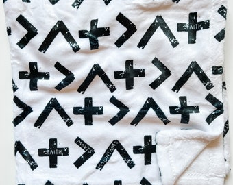 Geometric Faith Moves Mountains Minky Blanket