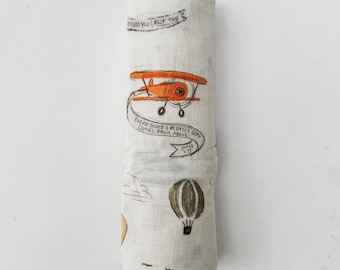 Scripture Planes Muslin Blanket Swaddle