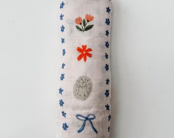 Catholic Girly Bows Baby Muslin Blanket Swaddle