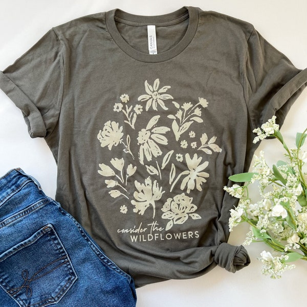 Overweeg het Wildflowers uniseks T-shirt met korte mouwen