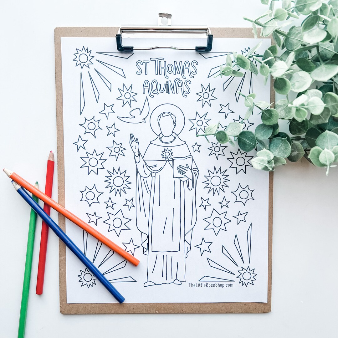 St. Thomas Aquinas Coloring Page Printable - Etsy