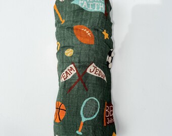 Team Jesus Sports Baby Muslin Blanket Swaddle