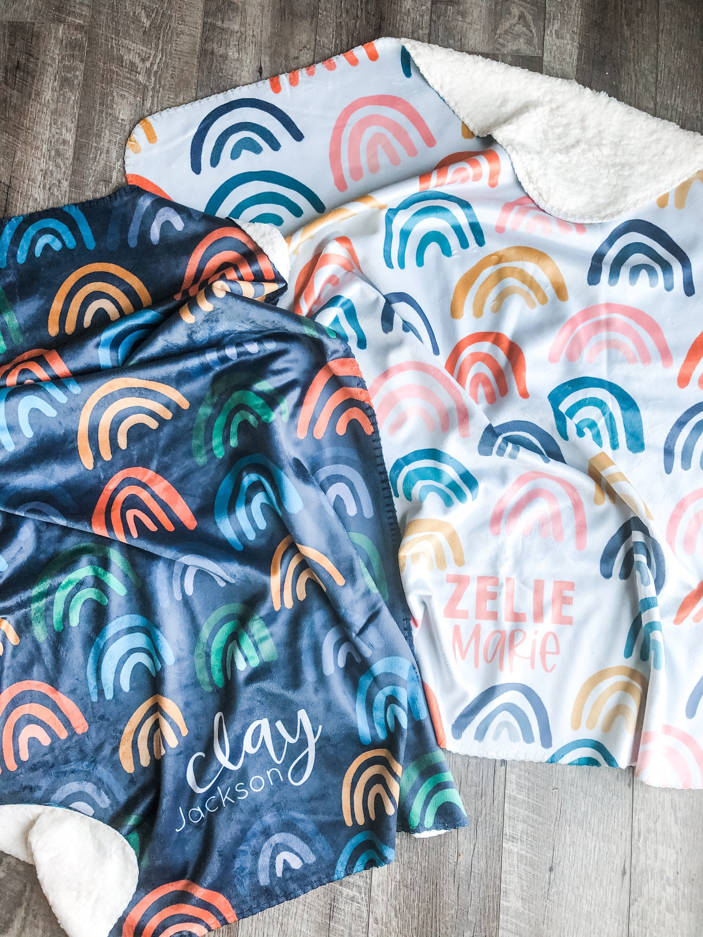 personalized rainbow baby blanket