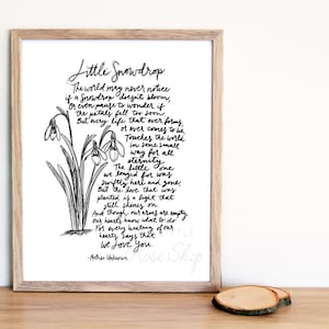 Little Snowdrop Poem Sketch, Miscarriage, Infant Loss Print, 8x10