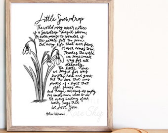 Little Snowdrop Poem Sketch, Miscarriage, Infant Loss Print, 8x10