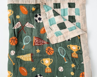 Team Jesus Sports Luxury Double Sided Muslin Catholic Blanket