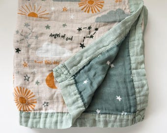 Guardian Angel Luxury Double Sided Muslin Catholic Blanket