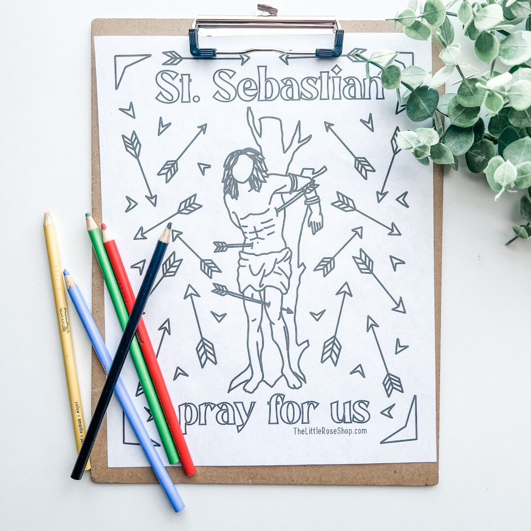 St. Sebastian Coloring Page Printable - Etsy