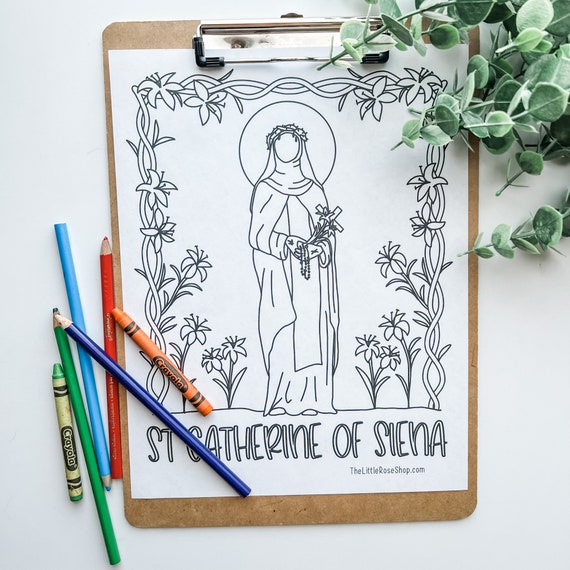 St. Catherine of Siena Coloring Page Printable | Etsy