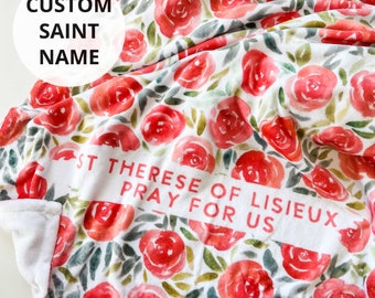 Custom Floral Saint Name Minky Blanket