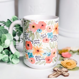 Floral Watercolor Hail Mary Mug