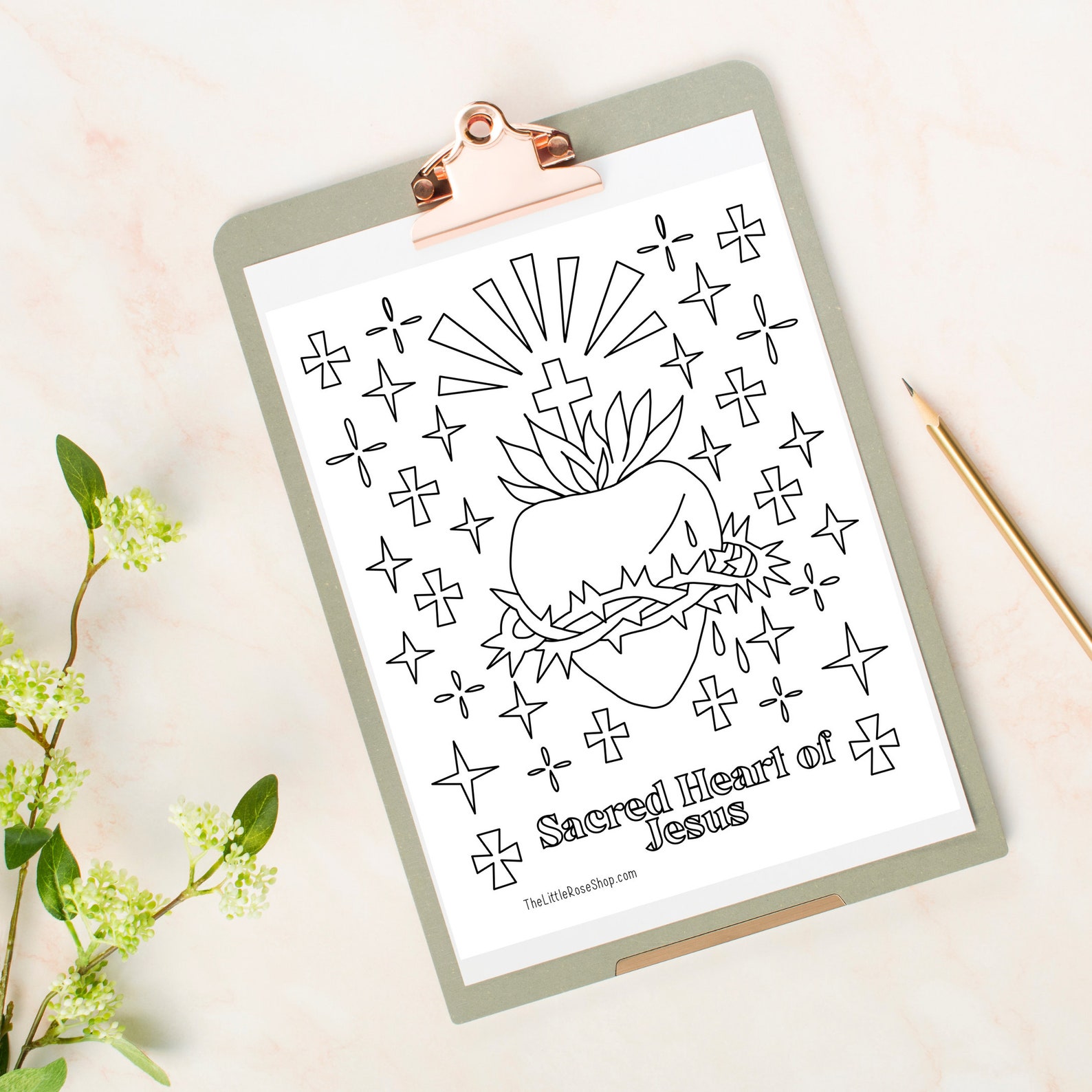 Sacred Heart of Jesus Coloring Page Printable - Etsy