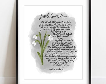 Little Snowdrop Poem, Miscarriage, Infant Loss, Print 8x10