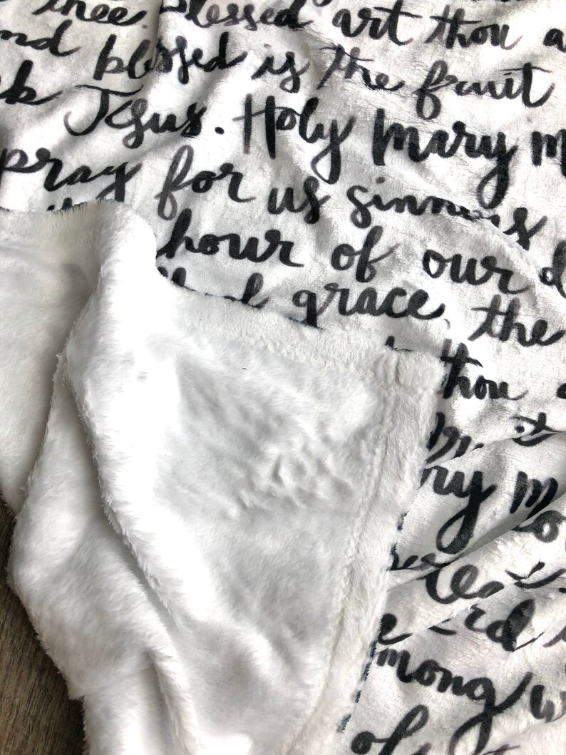 Hail Mary Prayer Minky Baby Blanket Prayer Blanket Catholic Etsy
