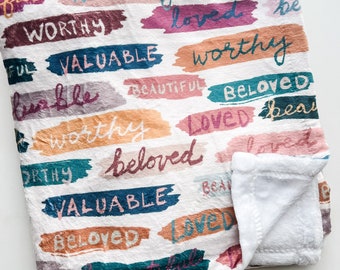 Words of Affirmation Minky Blanket