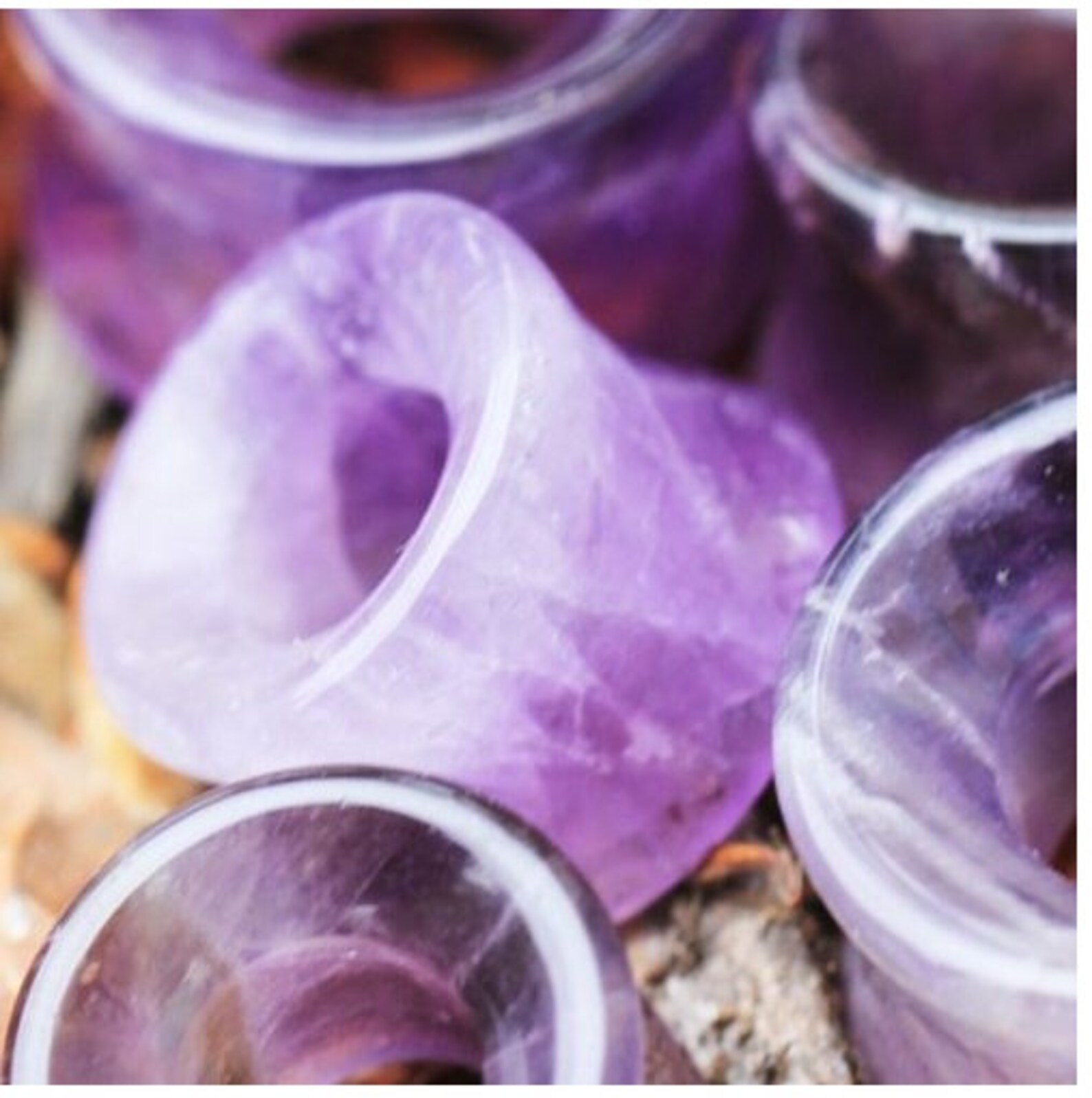 Amethyst Stone Ear Tunnel Double Flare Flesh Plug Expander Etsy UK