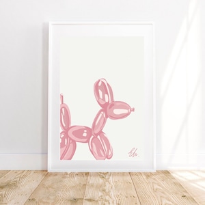 Trendy Preppy Pink Balloon Dog Print, Aesthetic Wall Art, Preppy College Dorm Room Poster Trendy Printable Wall Art
