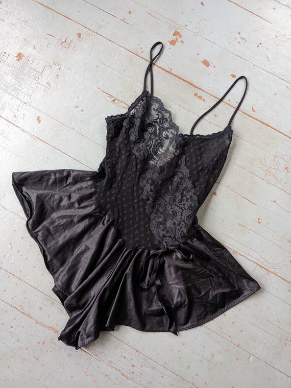 Vintage 80s sexy black lace romper