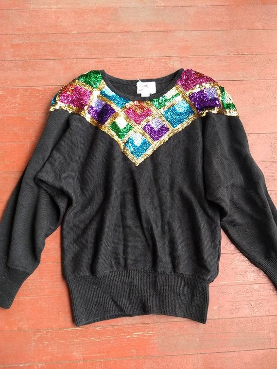 Vintage 1990s sequined black sweater - image 8