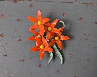 Vintage enamel flower statement brooch