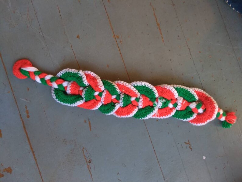 Vintage yarn and jingle bell door hanger