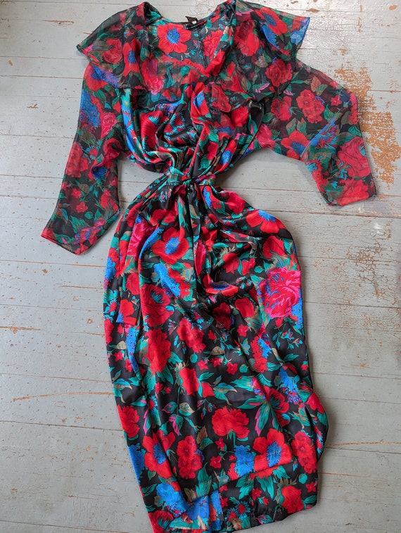 Vintage Solange satin floral robe