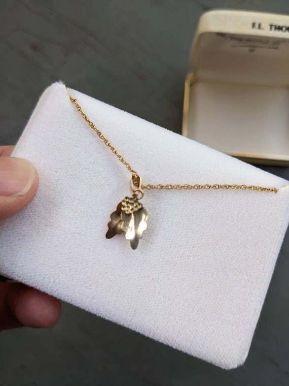 Vintage yellow and rose gold fill leaf necklace - image 4