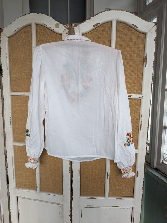 Vintage embroidered flower peasant shirt - image 8