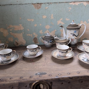 Vintage 1940s Moriage dragonware Japanese tea set