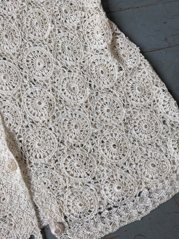 Vintage handmade lace crochet cardigan - image 5