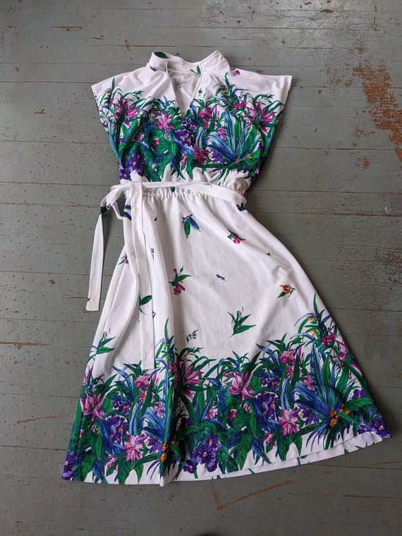 Vintage tropical flower print dress