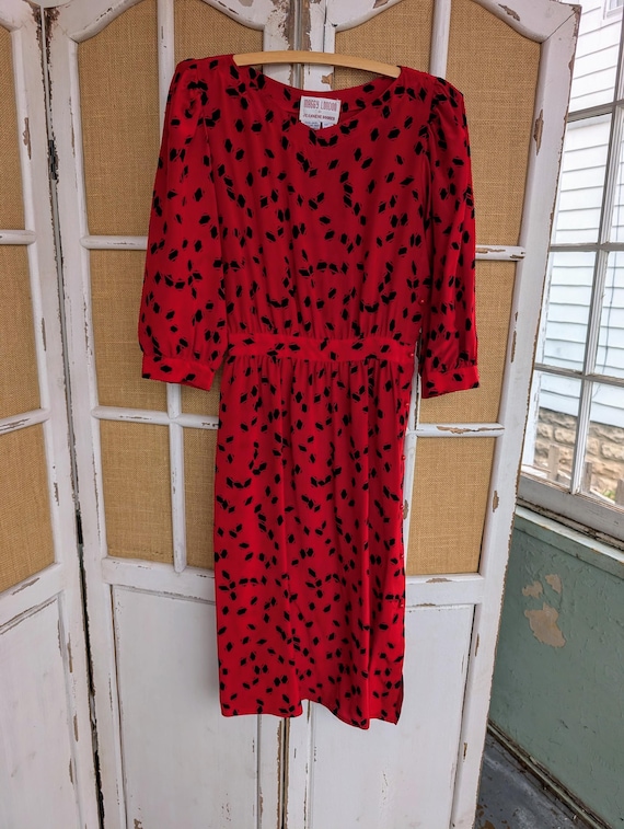 Vintage 80s Maggy London by Jeannene Booher printed silk dress