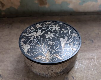 Vintage Oneida silver plated bird filagree trinket box