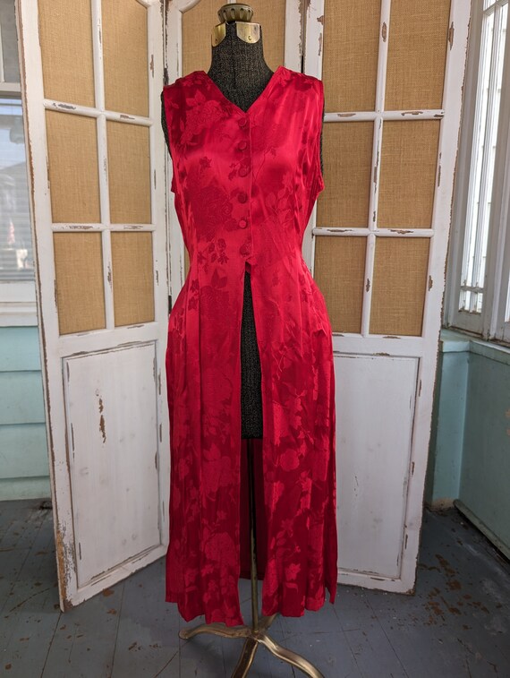 Vintage 1990s red satin vest dress