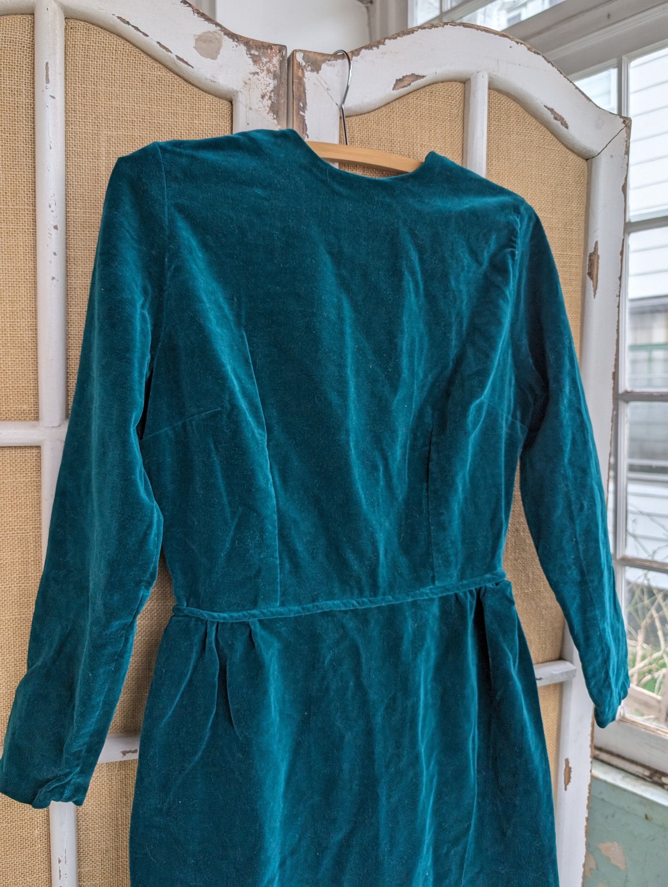 Vintage Hand Sewn Green Velvet Wiggle Dress - Etsy