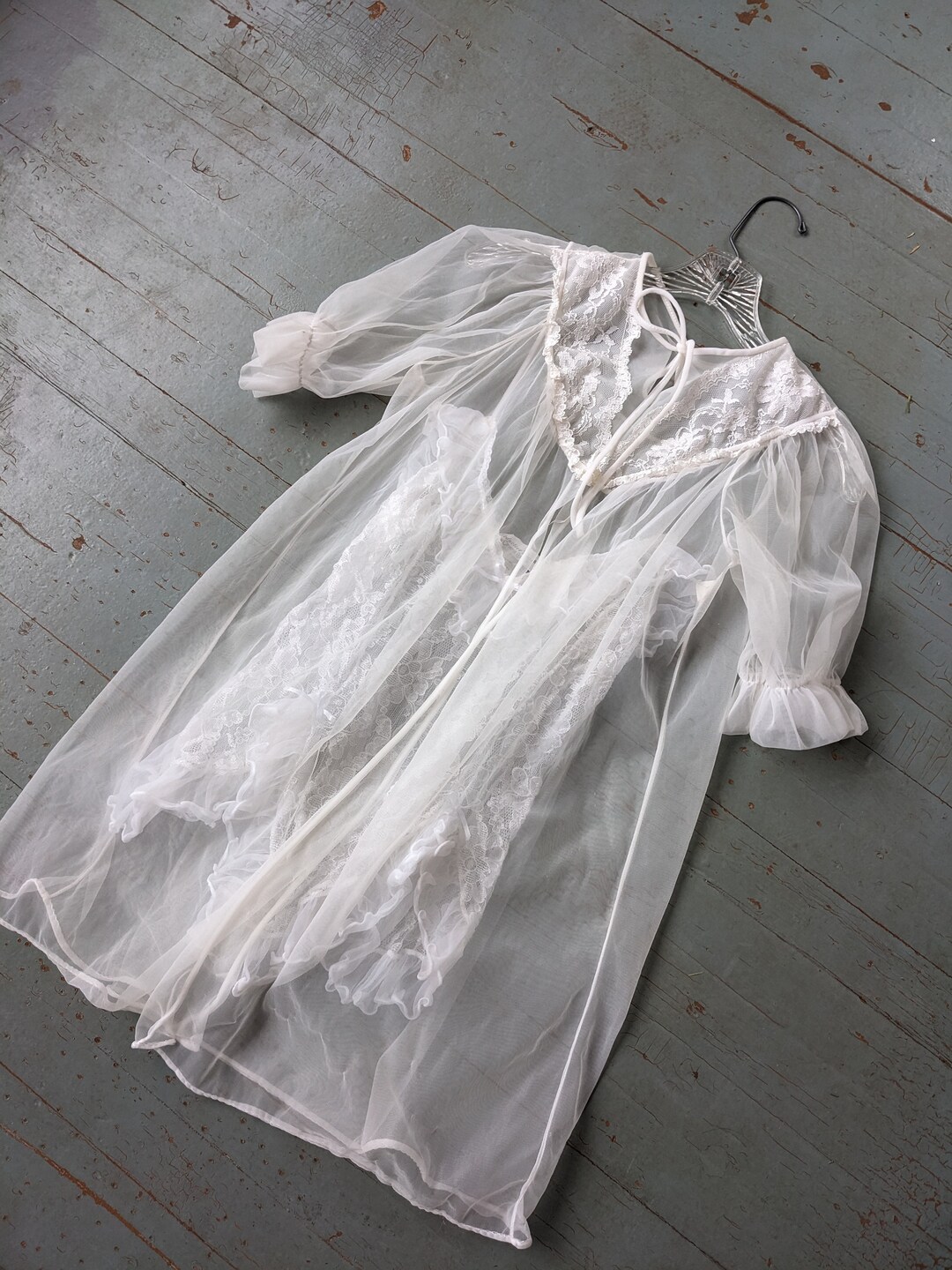Vintage White Lace Negligence and Robe Set Etsy