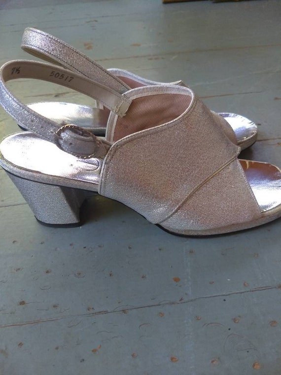 silver vintage heels
