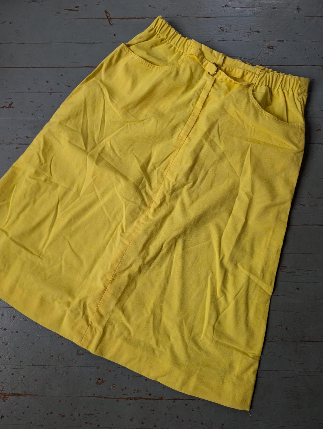 Yellow Tinted Vintage Slim Fit Skirt